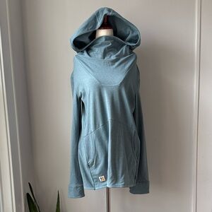 Deso Hooded Long Sleeve Open Back Lightweight Blue Athletic Pullover Hoodie